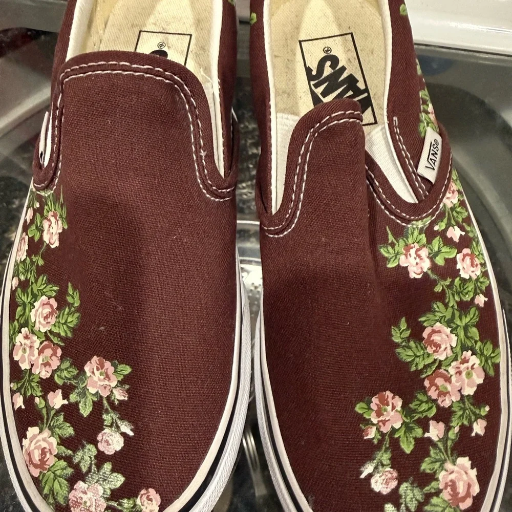 Vans Women's Brown Floral Slip-On Sneakers - Picture 3 of 5